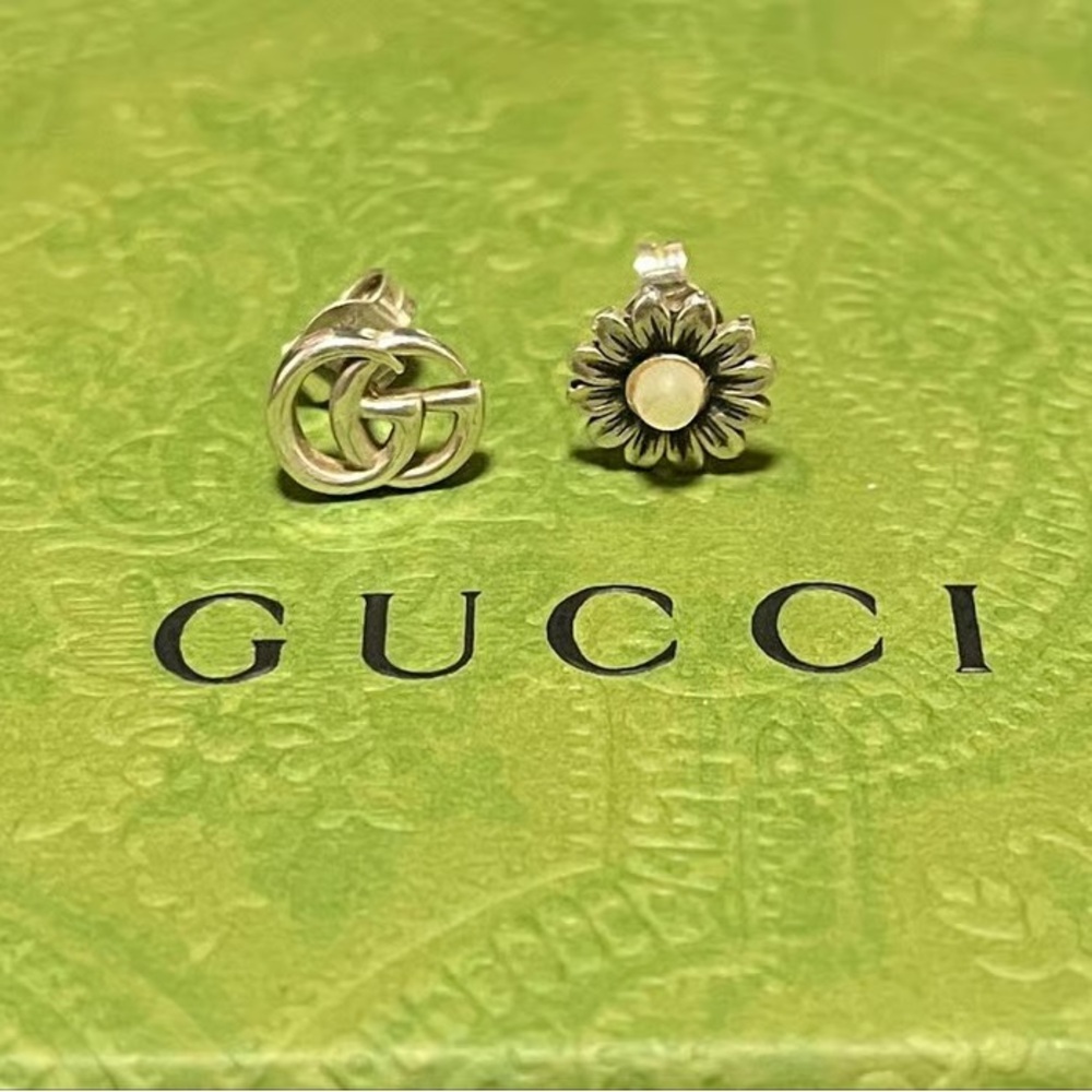 GUCCI SV925 Marmont Double G Flower Earrings